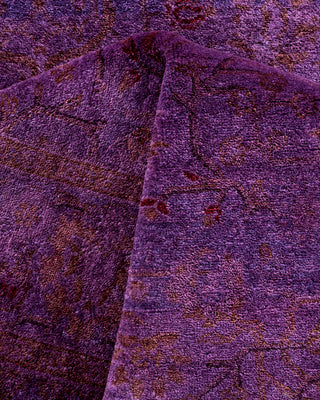 Contemporary Hand-Knotted Overdyed Purple Runner 3' 1" x 10' 3"