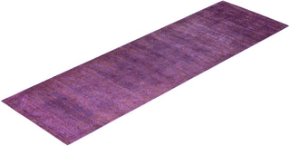 Contemporary Overyed Wool Hand Knotted Purple Runner 3' 1" x 10' 3"