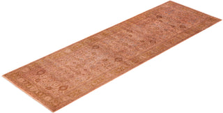 Contemporary Overdyed Wool Hand Knotted Beige Runner 3' 3" x 10' 1"