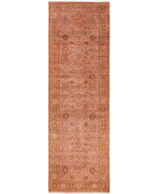 Contemporary Overdyed Wool Hand Knotted Beige Runner 3' 3" x 10' 1"