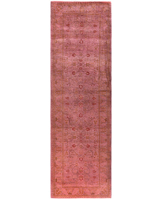 Overdyed Hand-Knotted Wool Modern-Contemporary Pink Runner 2' 7" x 8' 6"