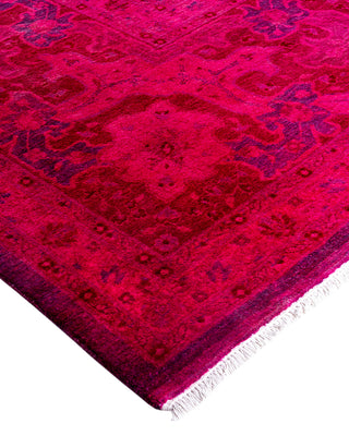 Contemporary Overyed Wool Hand Knotted Purple Area Rug 9' 5" x 12' 3"