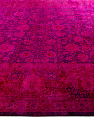 Contemporary Overyed Wool Hand Knotted Purple Area Rug 9' 5" x 12' 3"