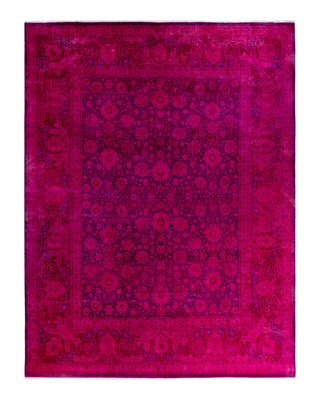 Contemporary Overyed Wool Hand Knotted Purple Area Rug 9' 5" x 12' 3"