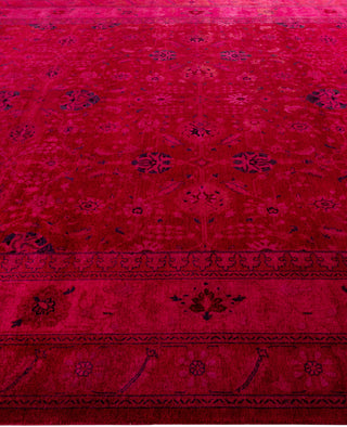 Contemporary Overdyed Wool Hand Knotted Pink Area Rug 9' 2" x 12' 1"
