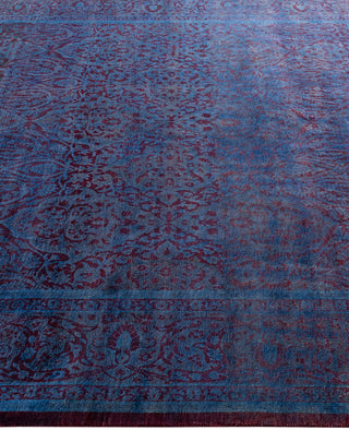 Overdyed One-of-a-Kind Wool Blue Square Area Rug 5' 10" x 6' 2"