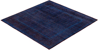 Overdyed One-of-a-Kind Wool Blue Square Area Rug 5' 10" x 6' 2"