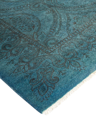 Modern Overdyed Hand Knotted Wool Blue Area Rug 5' 8" x 8' 1"