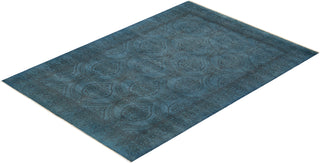 Modern Overdyed Hand Knotted Wool Blue Area Rug 5' 8" x 8' 1"