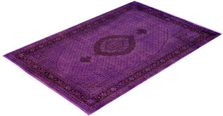 Overdyed Hand-Knotted Wool Modern-Contemporary Purple Area Rug 6' 3" x 9' 2"