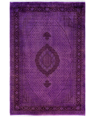 Overdyed Hand-Knotted Wool Modern-Contemporary Purple Area Rug 6' 3" x 9' 2"