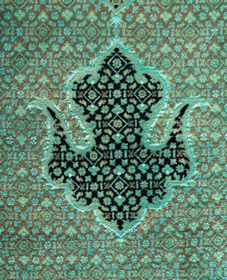 Overdyed Hand-Knotted Wool Modern-Contemporary Green Area Rug 8' 10" x 12' 7"