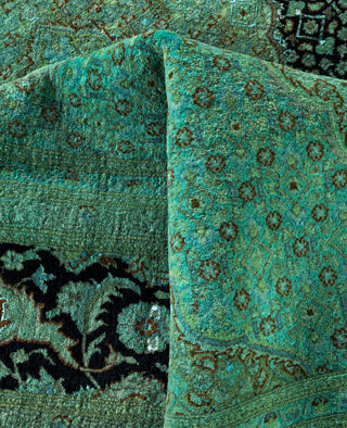 Overdyed Hand-Knotted Wool Modern-Contemporary Green Area Rug 8' 10" x 12' 7"