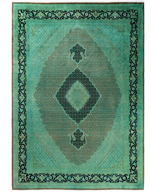 Overdyed Hand-Knotted Wool Modern-Contemporary Green Area Rug 8' 10" x 12' 7"