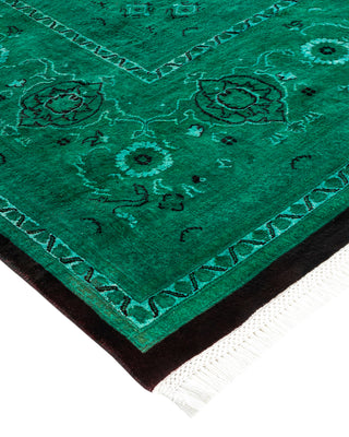 Modern Overdyed Hand Knotted Wool Green Area Rug 9' 10" x 14' 8"