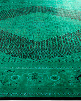 Contemporary Hand Knotted Overdyed Green Area Rug 9' 10" x 14' 8"
