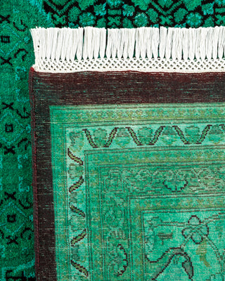 Contemporary Hand Knotted Overdyed Green Area Rug 9' 10" x 14' 8"