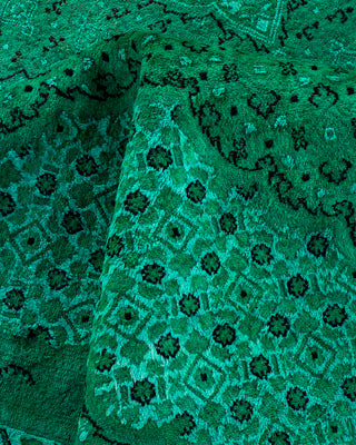 Contemporary Hand Knotted Overdyed Green Area Rug 9' 10" x 14' 8"
