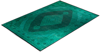 Modern Overdyed Hand Knotted Wool Green Area Rug 9' 10" x 14' 8"