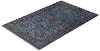 Contemporary Hand-Knotted Overdyed Gray Area Rug 4' 1" x 6' 6"