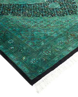 Modern Overdyed Hand Knotted Wool Blue Area Rug 4' 1" x 6' 9"