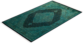 Modern Overdyed Hand Knotted Wool Blue Area Rug 4' 1" x 6' 9"