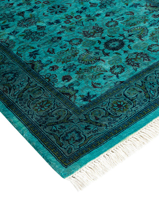 Modern Overdyed Hand Knotted Wool Blue Runner 2' 7" x 10' 4"