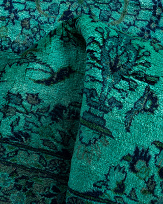 Contemporary Hand-Knotted Overdyed Blue Runner 2' 7" x 15' 3"