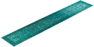 Contemporary Hand-Knotted Overdyed Blue Runner 2' 7" x 15' 3"