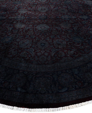 Contemporary Overdyed Wool Hand Knotted Black Round Area Rug 8' 1" x 8' 1"