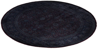 Contemporary Overdyed Wool Hand Knotted Black Round Area Rug 8' 1" x 8' 1"