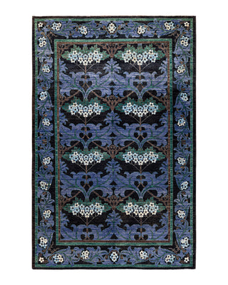 Contemporary Overyed Wool Hand Knotted Black Area Rug 6' 3" x 9' 6"