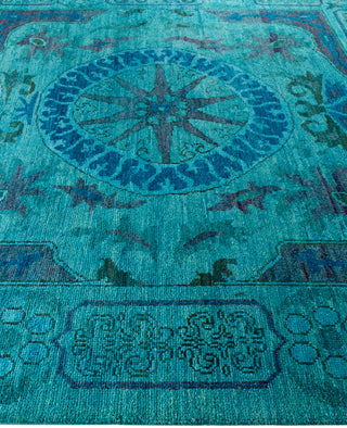 Contemporary Overdyed Wool Hand Knotted Green Area Rug 8' 3" x 9' 8"