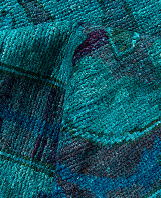 Contemporary Overdyed Wool Hand Knotted Green Area Rug 8' 3" x 9' 8"