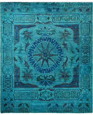 Contemporary Overdyed Wool Hand Knotted Green Area Rug 8' 3" x 9' 8"