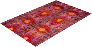Contemporary Hand-Knotted Modern Abstract Pink Area Rug 5' 10" x 9' 2"