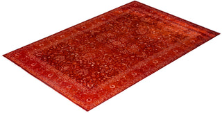 Fine Vibrance, One-of-a-Kind Hand-Knotted Area Rug  - Orange, 6' 1" x 9' 0"