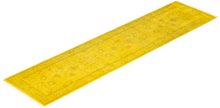Overdyed Hand-Knotted Wool Modern-Contemporary Yellow Runner 2' 7" x 10' 3"