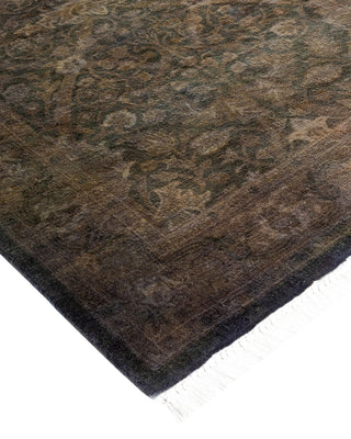 Contemporary Hand Knotted Overdyed Gray Runner 2' 7" x 8' 8"