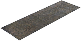 Contemporary Hand Knotted Overdyed Gray Runner 2' 7" x 8' 8"