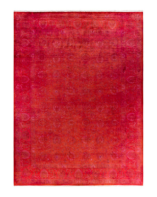Contemporary Overyed Wool Hand Knotted Orange Area Rug 9' 2" x 12' 4"