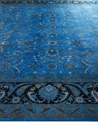Modern Overdyed Hand Knotted Wool Blue Area Rug 10' 1" x 14' 6"