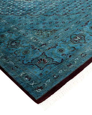 Modern Overdyed Hand Knotted Wool Blue Area Rug 6' 8" x 9' 10"