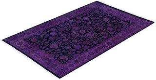 Overdyed One-of-a-Kind Wool Purple Area Rug 4' 1" x 6' 6"