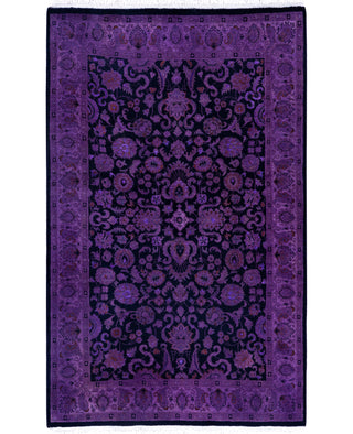 Overdyed One-of-a-Kind Wool Purple Area Rug 4' 1" x 6' 6"
