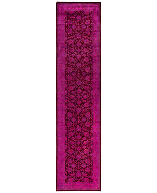 Contemporary Overdyed Wool Hand Knotted Pink Runner 2' 7" x 11' 3"