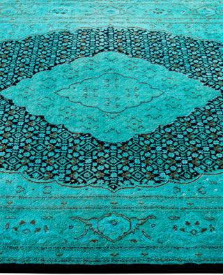 Overdyed Hand-Knotted Wool Modern-Contemporary Green Area Rug 4' 7" x 7' 4"