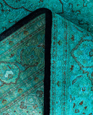 Overdyed Hand-Knotted Wool Modern-Contemporary Green Area Rug 4' 7" x 7' 4"