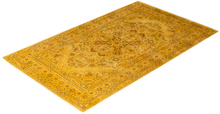 Overdyed Hand-Knotted Wool Modern-Contemporary Gold Area Rug 4' 8" x 7' 4"