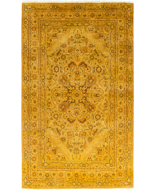 Overdyed Hand-Knotted Wool Modern-Contemporary Gold Area Rug 4' 8" x 7' 4"
